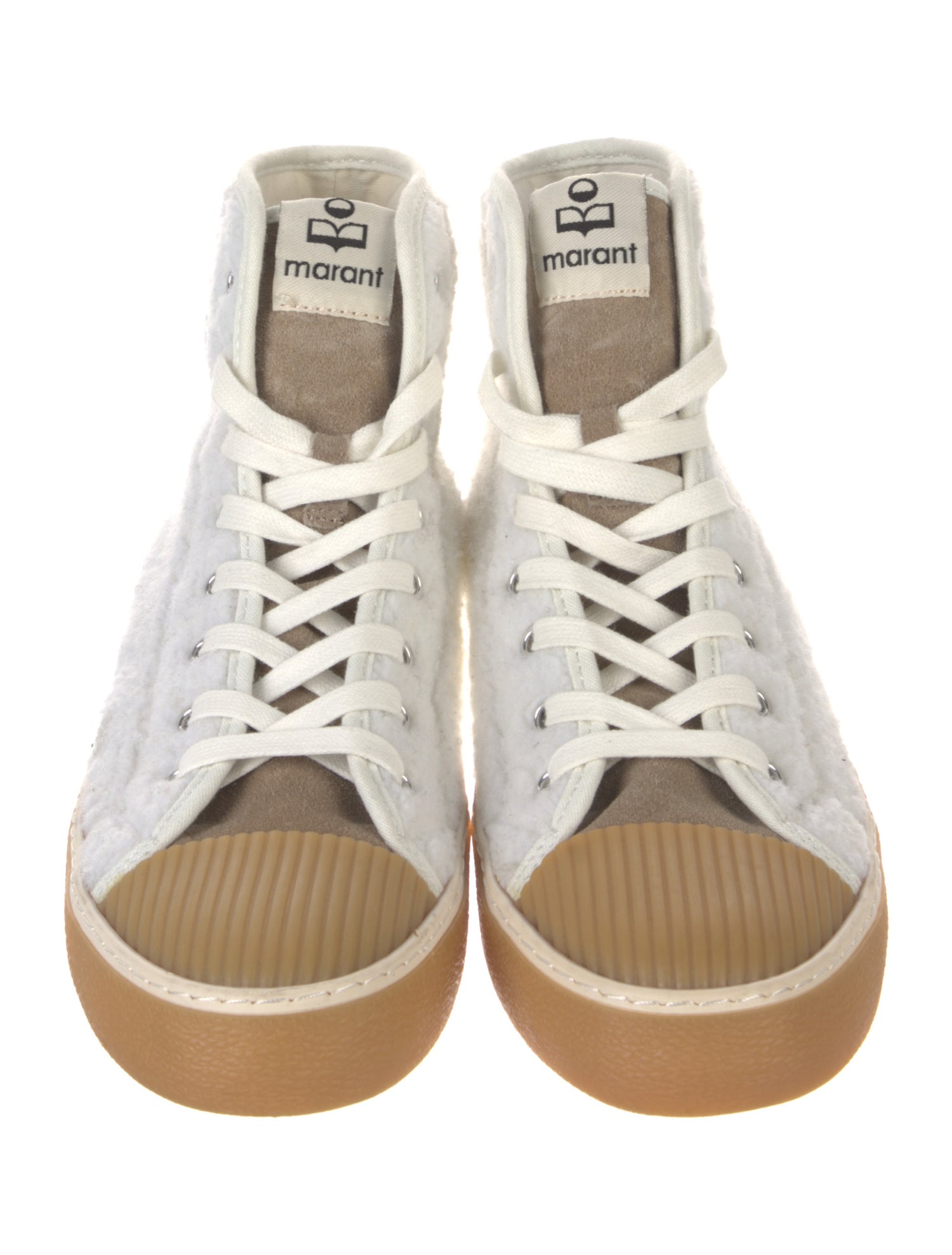 Isabel Marant Shearling Colorblock Pattern Sneakers